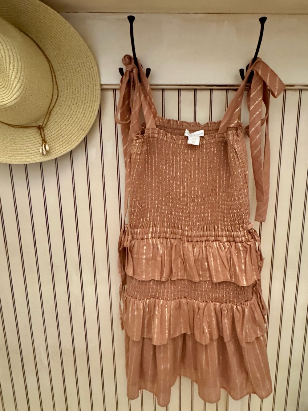 House of Harlow 1960 Corrine Dress - Rose with Metallic Gold Stripes XS